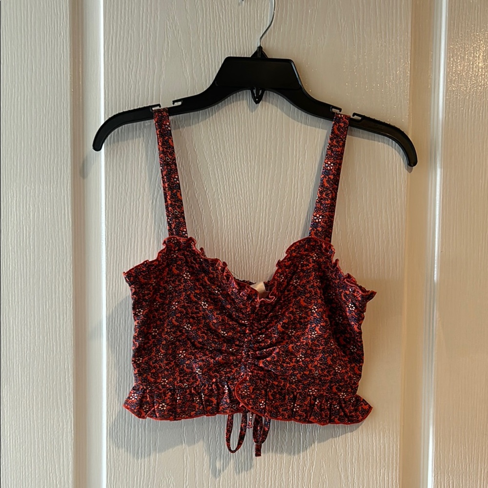 Floral Red Crop Top